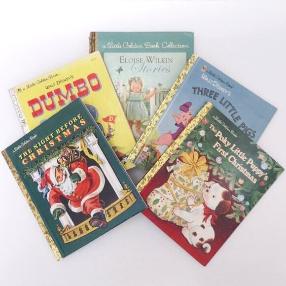 Barnes & Noble Other - Five Little Golden Books - Christmas, Dumbo, Pigs, Eloise Wilkin, Puppy, Disney